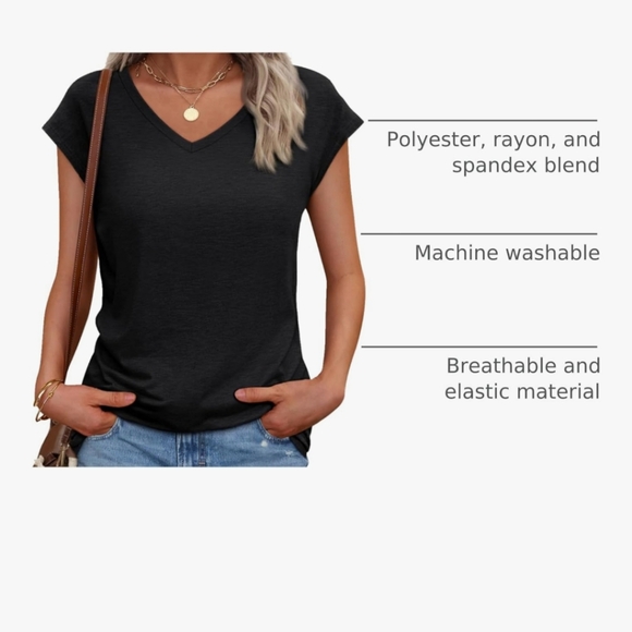 Everyday V-Neck Short Sleeve Tee - Black - Picture 4 of 9